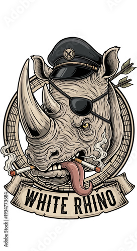 Illustration of a Rhinoceros Wearing Sunglasses.