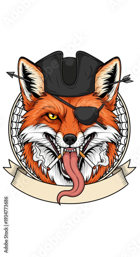 Illustration of a Fox Wearing a Hat.