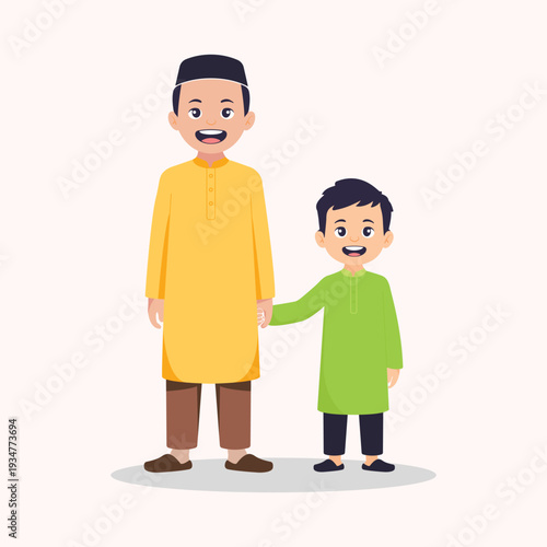 Father and son silhouette illustration