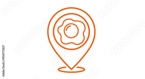 Orange Map Pin Icon with Flower Symbol.