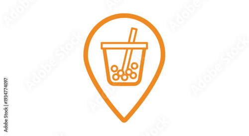 Boba Tea Icon in Map Pin.