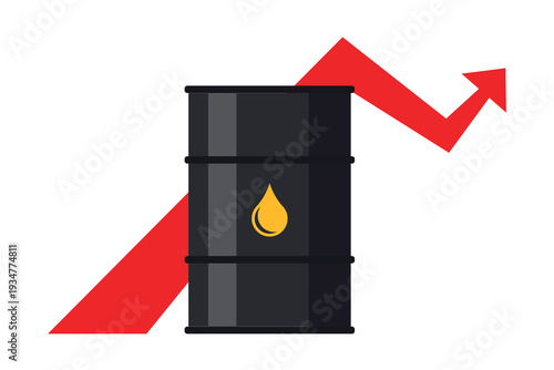 Rising oil prices - vector illustration. Rising oil prices concept, vector illustration isolated on white background.