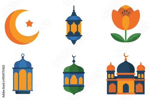Colorful Islamic Culture Symbols Collection Design