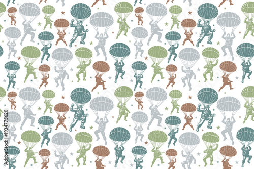 Paratrooper descent seamless pattern design