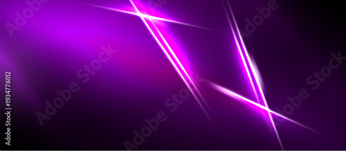 Abstract purple background features bright diagonal lines. Smooth gradients create dynamic visual effect. Minimalist design, modern aesthetic.