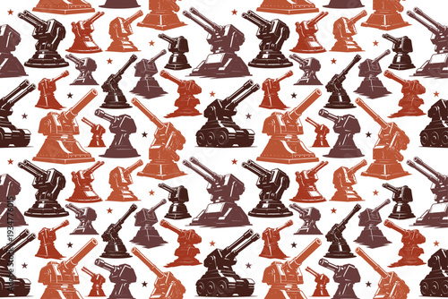 Heavy gun turret seamless pattern design