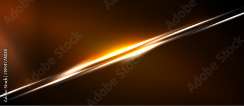 Abstract light streak crosses dark background. Warm orange glow radiates from center, creating dynamic visual effect. Simple, modern design.