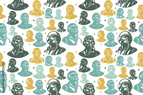 Pilot helmet mask seamless pattern design