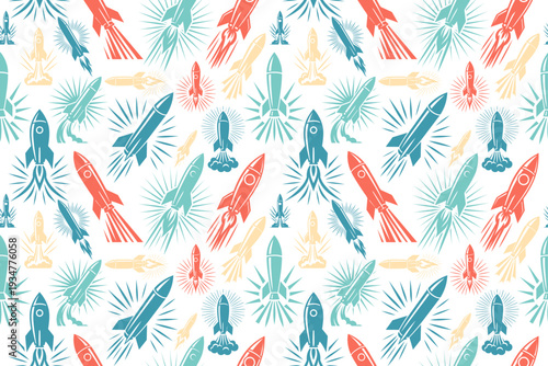 Missile strike graphic silhouette seamless pattern design