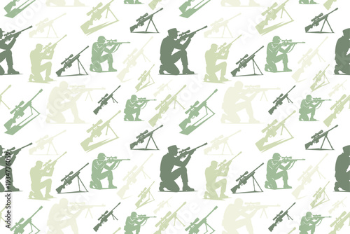 Sniper rifle silhouette seamless pattern design