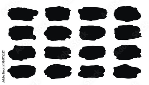 A grid of 16 black irregular shapes on a white background