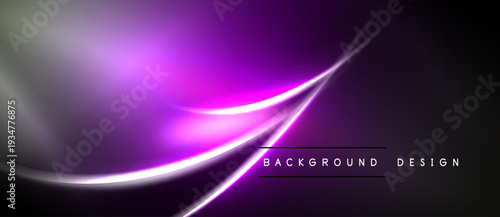 Abstract purple waves, smooth gradients, dark background. Modern design element, elegant presentation, vibrant colors.