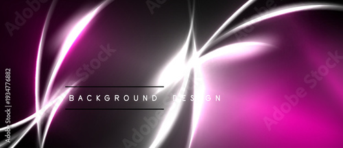 Abstract neon lines form dynamic background. Pink, white glow contrasts dark space. Modern design element, vibrant energy.