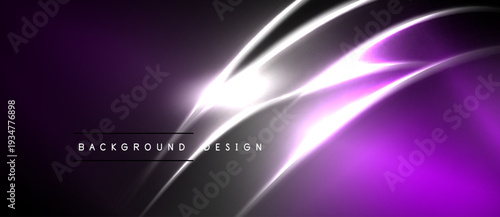 Abstract purple background. Bright streaks radiate from central point, creating dynamic visual effect. Modern design element.