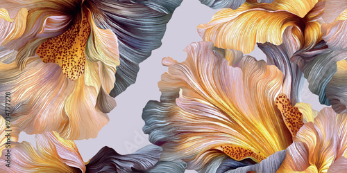 Elegant Blue and White Floral Seamless Pattern with Delicate Hand Drawn Botanical Illustration.