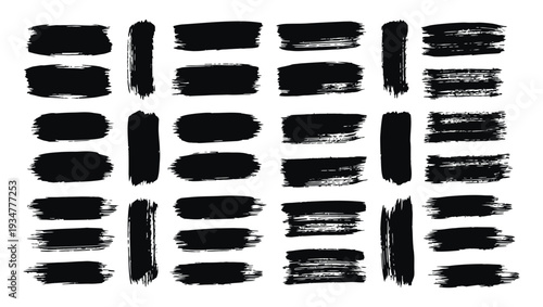 Collection of black brush strokes on a white background