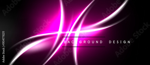 Abstract neon lines create dynamic light effect. Dark background emphasizes vibrant pink glow, modern design element.