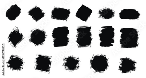 Collection of black brush strokes on white background