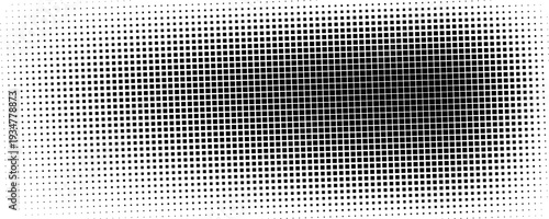 Grunge halftone gradient background. Faded grit noise texture. White and black sand wallpaper. Retro pixelated backdrop. Anime or manga style comic overlay. Vector graphic design textured template