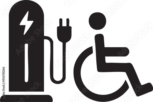 Electric Vehicle Charging Station Icon with Accessibility Symbol