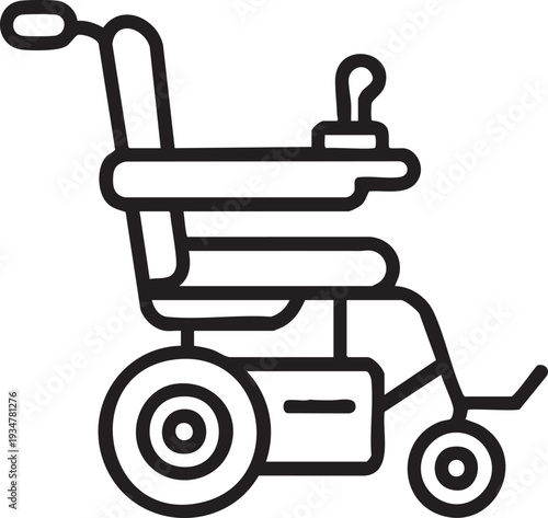 Electric Wheelchair Icon Mobility Aid Accessibility Medical Equipment Line Art