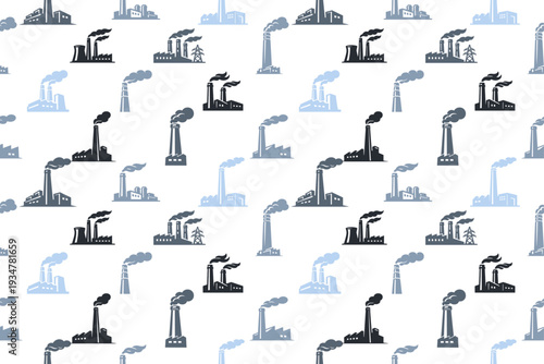 Factory chimneys seamless pattern design