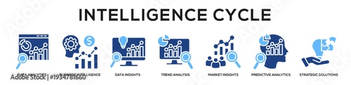 Glyphcolor - Intelligence Cycle web banner icon vector illustration concept