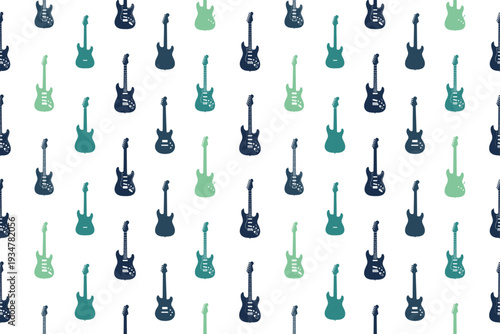 Electric guitar silhouette seamless pattern design