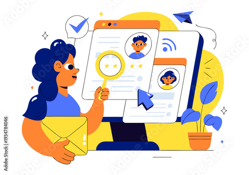 Job Search And Recruitment Illustration With Hiring Fair Candidate Selection And Interview Process In Flat Style Vector