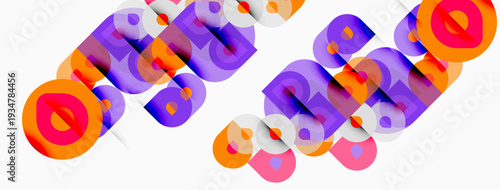 Colorful text design features layered, offset letters forming word ORSRO. Bright hues create dynamic visual effect. Modern typography.