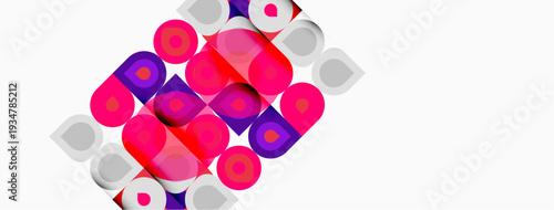 Abstract pattern. Pink, purple squares overlap white background. Modern design, vibrant colors, geometric shapes present.