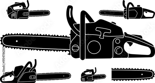 Chainsaw, Chainsaw silhouette, Chain saw icon, Chain saw vector set, Chainsaw illustration, Chainsaw clipart set

