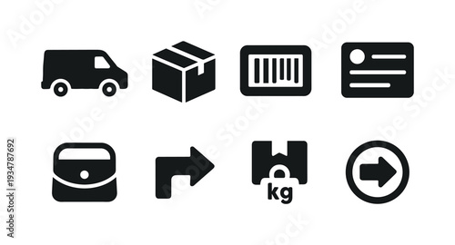 Logistics and shipping solid icon set. delivery, packaging symbols collection.