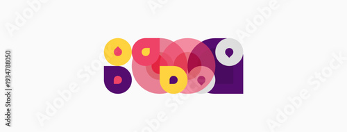 Abstract composition featuring overlapping circles. Purple, pink, yellow hues dominate design. Minimalist, modern aesthetic. Clean background.