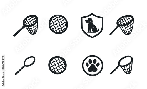Pet care outline icon set. animal services, veterinary, and adoption icons collection