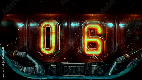 Sci-fi countdown from 10 to 0 on a nixie watch design futuristic cyberpunk clock