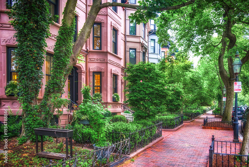 Massachusetts, USA, June 9th 2025, view of some buildings on Marlborough Street in Back Bay district, Boston