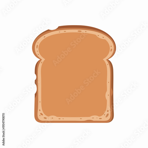 Slice of toast with bite missing simple flat vector design golden brown color breakfast staple for sandwiches and snacking food illustration