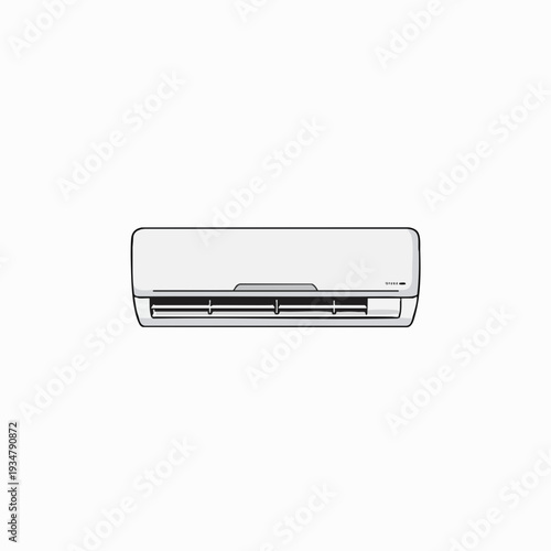 Sleek white wall-mounted air conditioner unit with vents modern design for climate control isolated on a clean backdrop ideal for design mockups