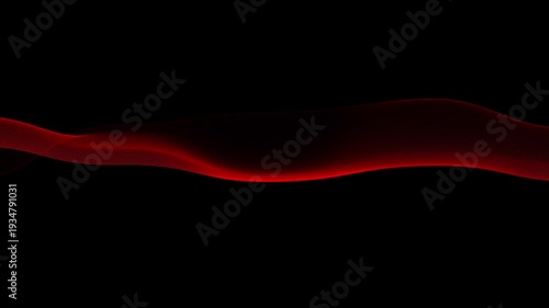 Abstract flowing red digital wave with thin lines on a black background, motion graphics, modern technology concept