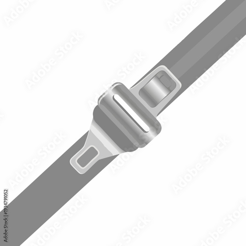 Seatbelt buckle safety restraint in gray vector illustration; car safety driving transportation vehicle design element graphic