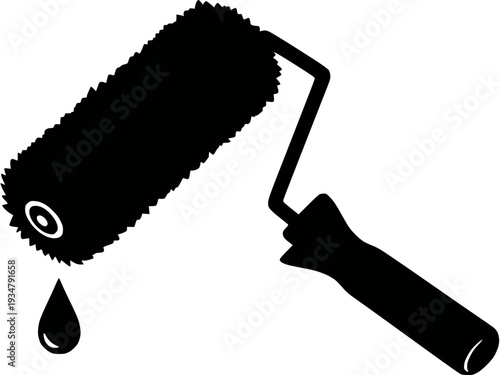 Stylized graphic of a versatile paint roller tool, symbolizing efficient surface application, creative projects, and home renovation tasks with a fresh paint drip