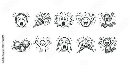 Celebration and party line icon set. fun, event, festival icons outline collection