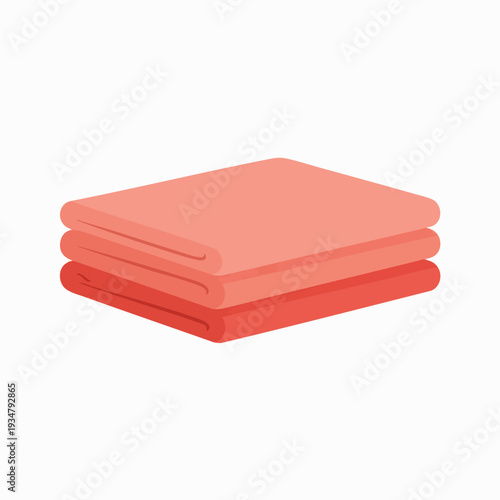 Stack of folded coral towels in cartoon style perfect for bathroom decor spa design or laundry service promotions with clean simplicity