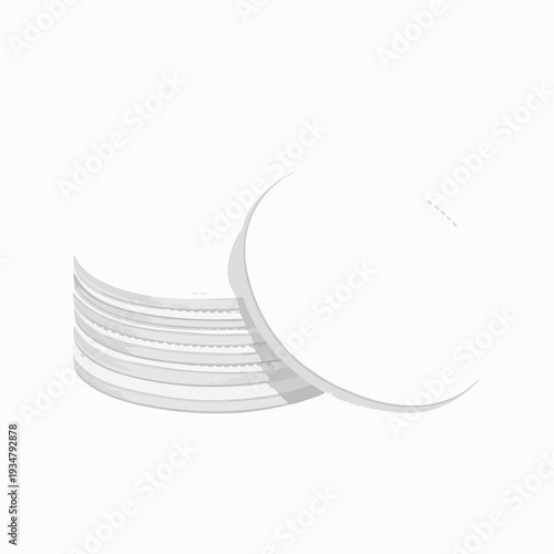 Stack of round cosmetic cotton pads for makeup removal and skincare in simple flat vector style for beauty product design; isolated