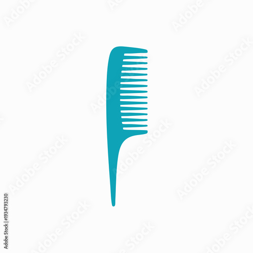 Teal hair comb with fine teeth ideal for styling and grooming isolated on white for easy product placement and graphic design uses