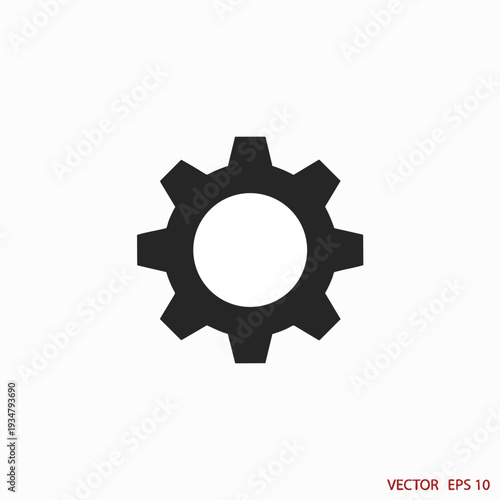 Vector graphic of a single cogwheel gear icon in dark gray on a white background; perfect for design elements or technical illustrations