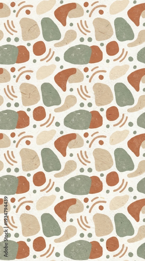 Fototapeta premium Organic Minimalist Abstract Hand-Drawn Seamless Pattern