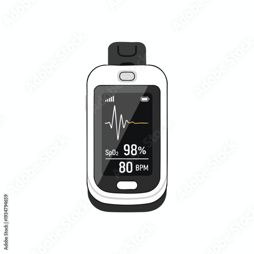 Modern Portable Medical Device with Heart Rate Monitoring and SpO2 Display