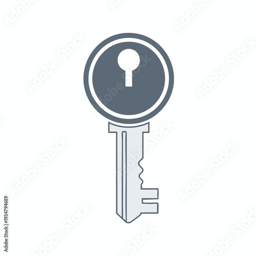 Minimalist Silver Key Illustration for Security and Access Concepts